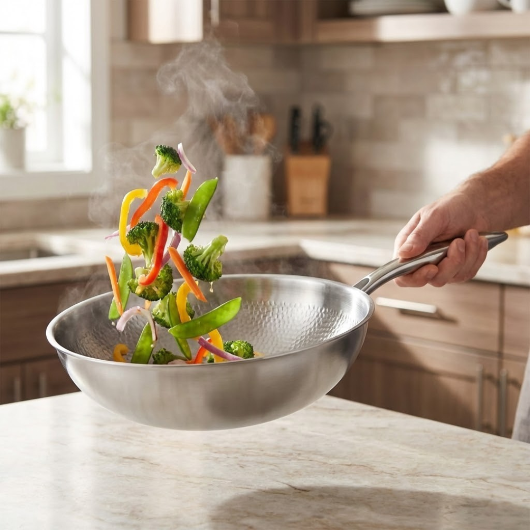 Titanium Hammered Wok Pan Pro