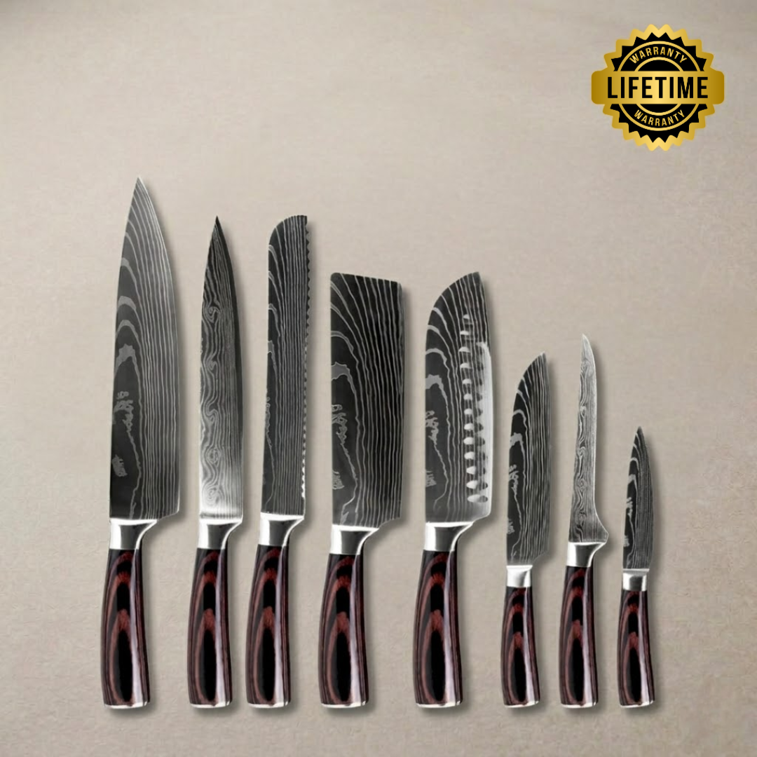 Damascus Steel Knives Set 8pc